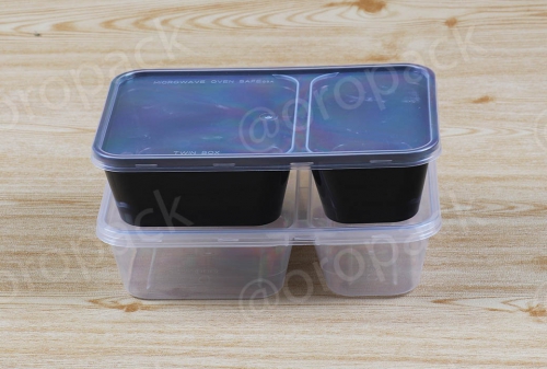 กล่องอาหารเหลี่ยม2 ช่อง (MICROWAVABLE BOX)