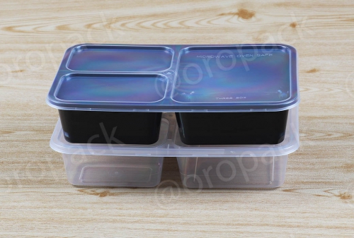 กล่องอาหารเหลี่ยม3 ช่อง (MICROWAVABLE BOX)
